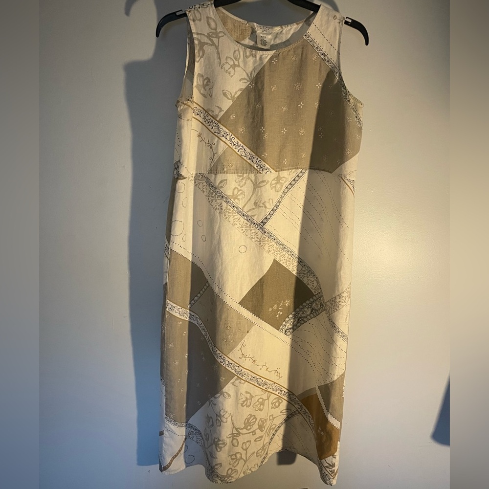 Vintage JP outfit petite long sleeveless 100% linen dress LP